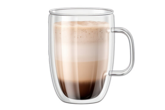 Empty transparent latte coffee double wall glass cup isolated on transparent background. Generative AI.