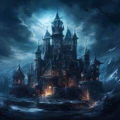 Fototapeta premium A Haunting Journey Through Medieval Europe's Gothic Castles and Chilling Landscapes