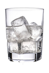 Glass with ice cubes isolated on transparent background. Generative AI.