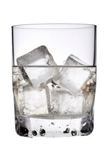 Glass with ice cubes isolated on transparent background. Generative AI.