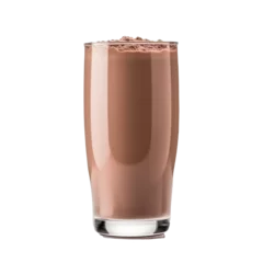 Rolgordijnen Glass with chocolate milk shake isolated on transparent background. Generative AI. © SaraY Studio 