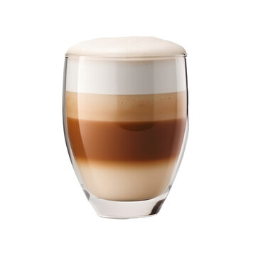 Glass with cappuccino coffee isolated on transparent background. Generative AI.