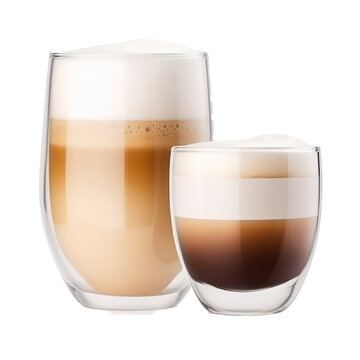 Glass with cappuccino coffee isolated on transparent background. Generative AI.