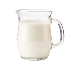 Glass of milk isolated on transparent background. Generative AI.