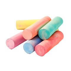 Multicolored chalk isolated on transparent background. Generative AI.