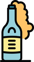 Opened beer bottle icon outline vector. Cap glass. Brewery alcohol color flat
