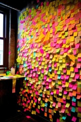 sticky notes on a wall with creative ideas and concepts, created with generative ai