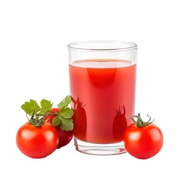 Tomato juice glass isolated on transparent background. Generative AI.