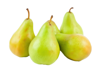 Ripe pears isolated on transparent background. Generative AI.