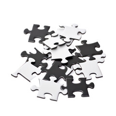 Puzzles jigsaws isolated on transparent background. Generative AI.