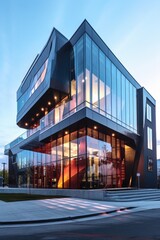 business building exterior with modern architecture, created with generative ai