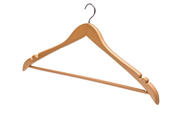 Wooden hanger isolated on transparent background. Generative AI.