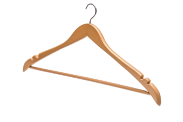 Wooden hanger isolated on transparent background. Generative AI.