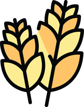 recommend clip art: Wheat plant icon outline vector. Grain corn. Agriculture seed color flat