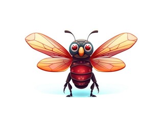 Fly in Cartoon Style on white background - generative AI