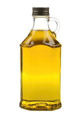 Bottle of vegetable oil isolated on transparent background. Generative AI.