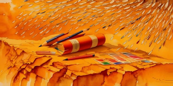 Back to school orange autumn background colourful background with copy space