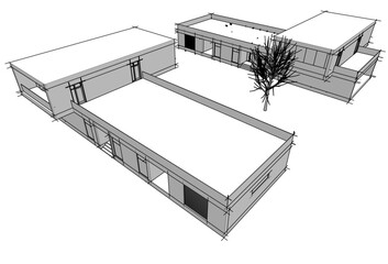 house building architectural drawing 3d illustration