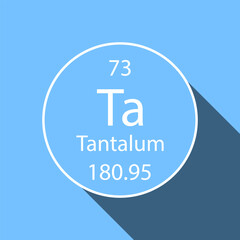 Tantalum symbol with long shadow design. Chemical element of the periodic table. Vector illustration.