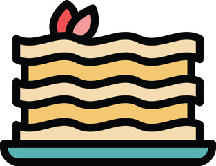 Sheet lasagna icon outline vector. Lasagne pasta. Italian food color flat