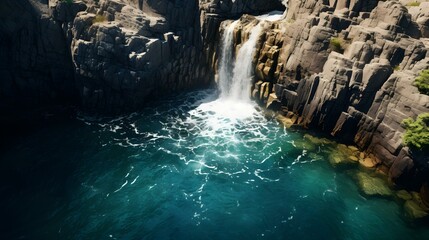 A Majestic Waterfall that Flows into a Pool of Clear Water