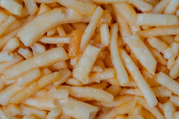 Fried orange crunchy honey cake - Chak Chak: close up. Traditional Tatar and Bashkir cuisine, oriental dessert, gastronomy, pastry, food and Tatarstan national sweet concept