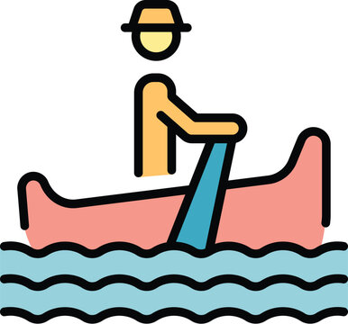 recommend clip art: Venezia gondolier icon outline vector. Venice gondola. Boat man color flat