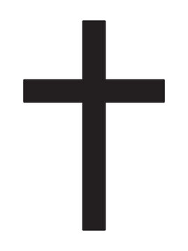 Christianity latin cross symbol, vector illustration, black on white background