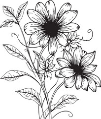 Line art flowers silhouette, hand drawn flower silhouette vector illustration , SVG	

