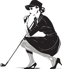 Woman play golf, Golf player silhouette, Vector illustration, SVG

