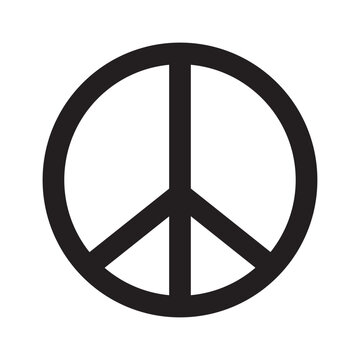 Pacifism symbol, vector illustration, black on white background