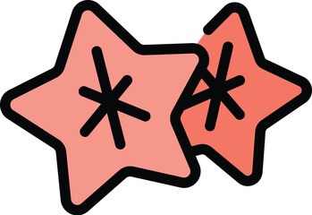 Sea stars icon outline vector. Sea starfish. Sunner sea stars color flat