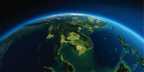 Fototapeta na wymiar earth in space, Vietnam map view from space