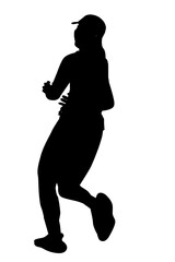 Fototapeta na wymiar woman warming up run runner, silhouette simple vector, isolated on white