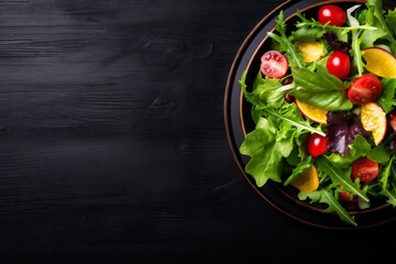 healthy green vegetarian diet dark dieting vegetable background food salad fresh. Generative AI.