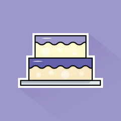 Illustration Vector of Purple Cake in Flat Design
