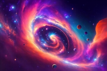 Cosmic Wonders: Captivating Space Artworks Expanding the Boundaries of Imagination - Stock photo capturing the awe-inspiring beauty of the cosmos through vibrant colours and mesmerizing compositions