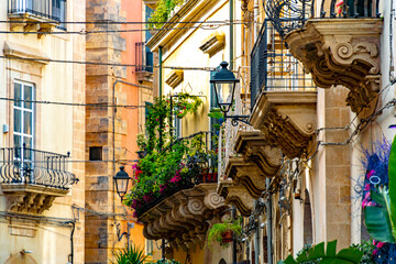 Architecture of Syracuse in Val di Noto, southern Sicily, Italy