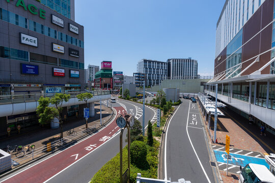 Funabashi, Chiba, Japan - June 2023: Funabashi station and its vicinity.