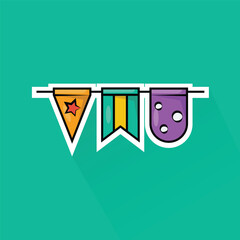 Illustration Vector of Party Flag 3 in Flat Design