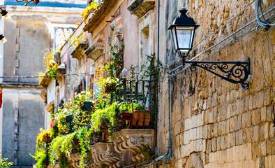 Architecture of Syracuse in Val di Noto, southern Sicily, Italy