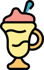 Gelato glass icon outline vector. Summer ice cream. Fruit gelato color flat