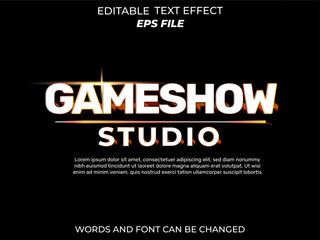 game show text effect, font editable, typography, 3d text. vector template