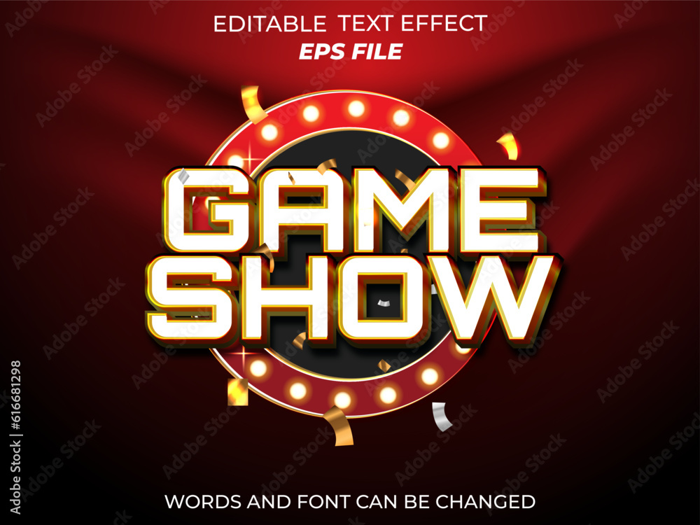 Fototapete game show text effect, font editable, typography, 3d text. vector template