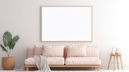 Mockup frame in interior background room in light  , Mockups Design 3D, HD