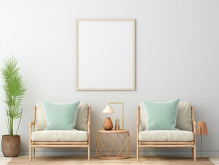 Mockup frame in interior background room in light  , Mockups Design 3D, HD