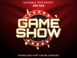 game show text effect, font editable, typography, 3d text. vector template