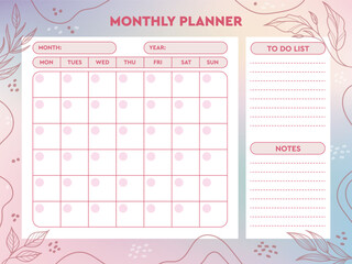 Vector monthly planner