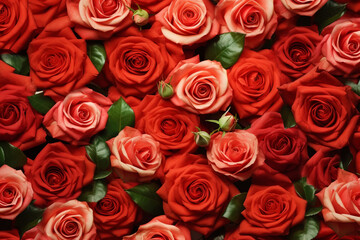 Naklejka premium A seamless collage of lush red roses