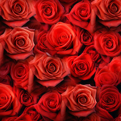 A seamless collage of lush red roses